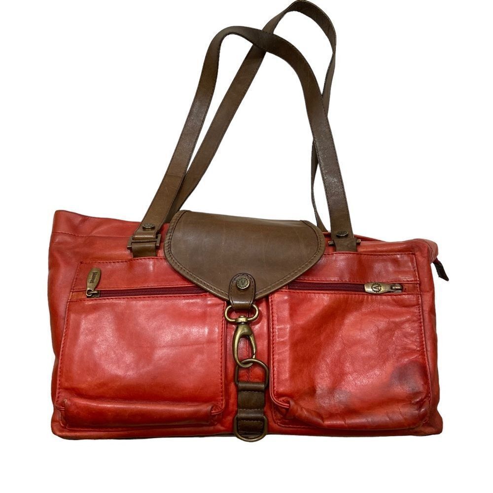 Valentina Brand Red And Brown Leather Shoulder Bag‎